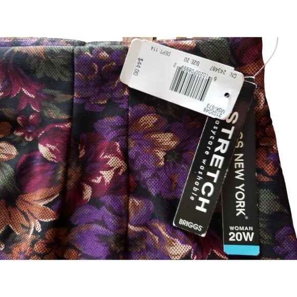 Women's Stretch Straight Skirt size 20W Dark Floral Print Skirt Midi Straight - Picture 4 of 9